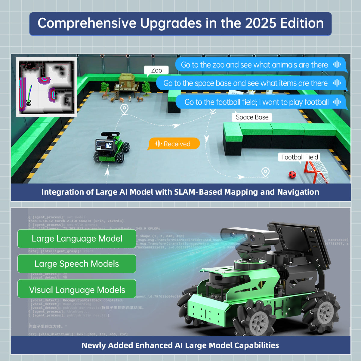 Hiwonder JetAuto AI Robot Kit, NVIDIA Jetson Powered ROS1/ROS2 Educational Robot with multimodal AI model (ChatGPT), Voice Control, SLAM & AI Vision Hiwonder JetAuto AI Robot Kit, NVIDIA Jetson Powered ROS1/ROS2 Educational Robot with multimodal AI model (ChatGPT), Voice Control, SLAM & AI Vision